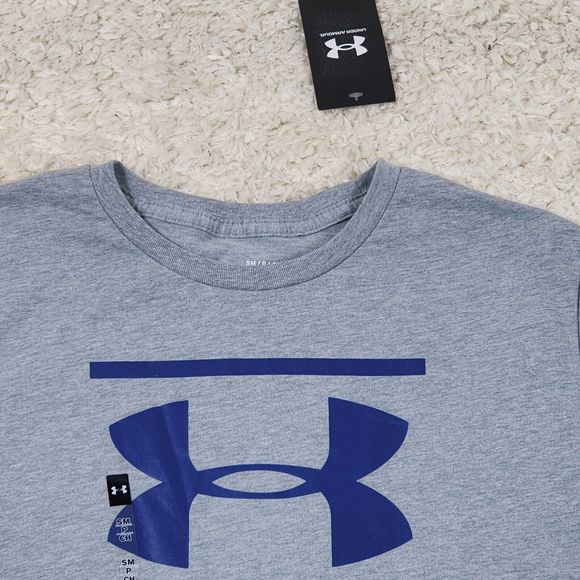 Under Armour Tshirt Mens Small Grey Foundation Logo Graphic Tee Active Gym Top - Picture 3 of 9